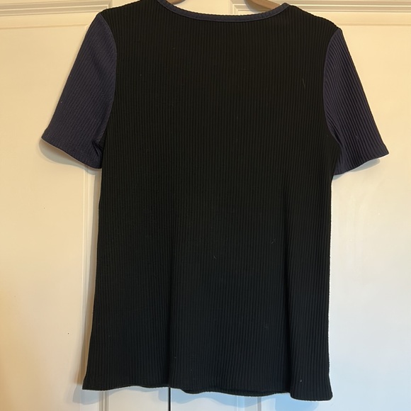 Tory, Burch, short sleeve, black and blue sweater with cut outs size large - Picture 8 of 10
